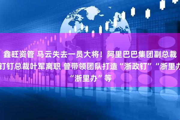 鑫旺资管 马云失去一员大将！阿里巴巴集团副总裁、前钉钉总裁叶军离职 曾带领团队打造“浙政钉”“浙里办”等