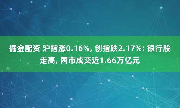 掘金配资 沪指涨0.16%, 创指跌2.17%: 银行股走高, 两市成交近1.66万亿元